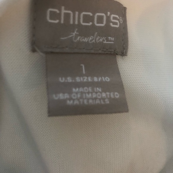 Chico’s Travelers Classic Keyhole White Slinky Career Top 3/4 Sleeve Size 1/M - Picture 4 of 4